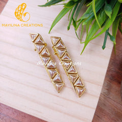 Triangle Gold Kundan Alligator Clip - Medium Size (Set of 2)