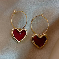 Red Soul - Chic Heart Glittering Earrings