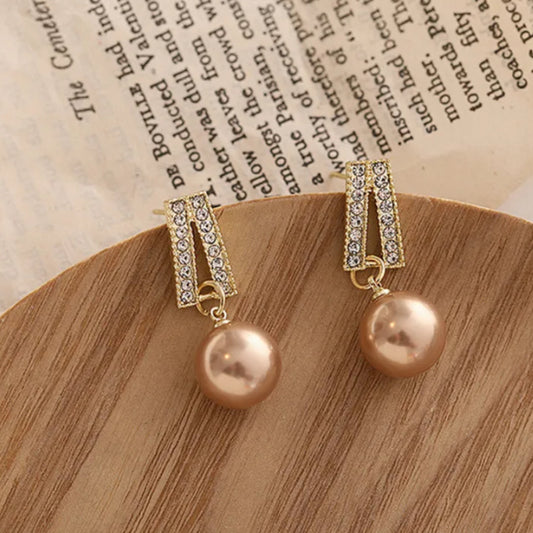 Glamy - Korean Gold Pearl Drop Minimal Glittering Stud