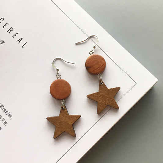 Silva Star - Retro Lightweight Wood Earrings