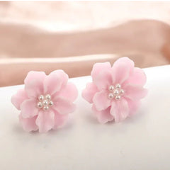 Korean Bright Yellow Acrylic Flower Stud for Women