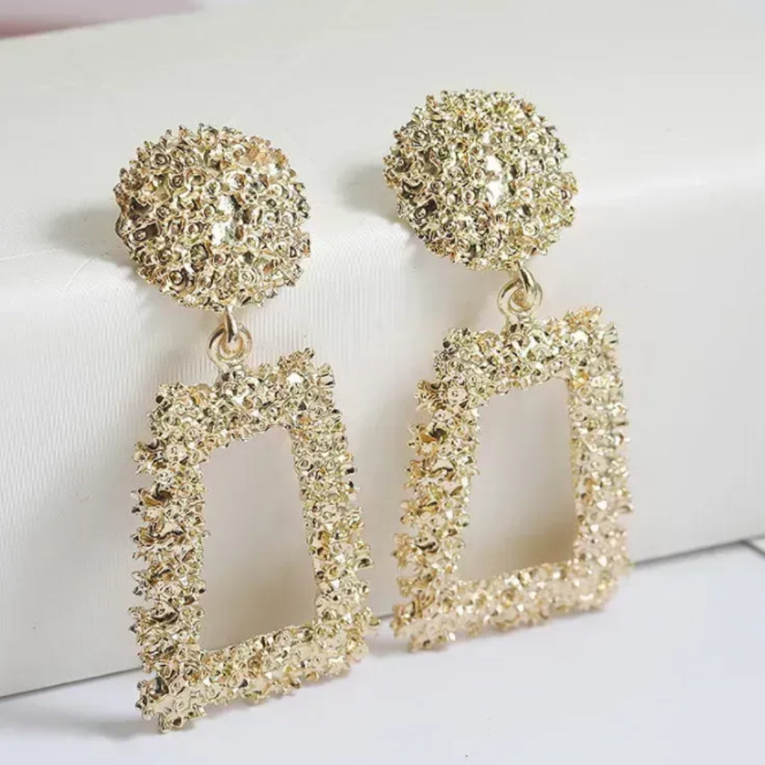 Edgy - Geometric Statement Gold Party Wear Earrings