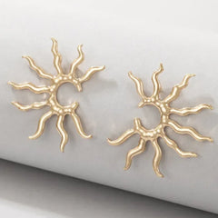 Scorching Sun - Geometric Statement Trendy Gold Party Wear Earrings