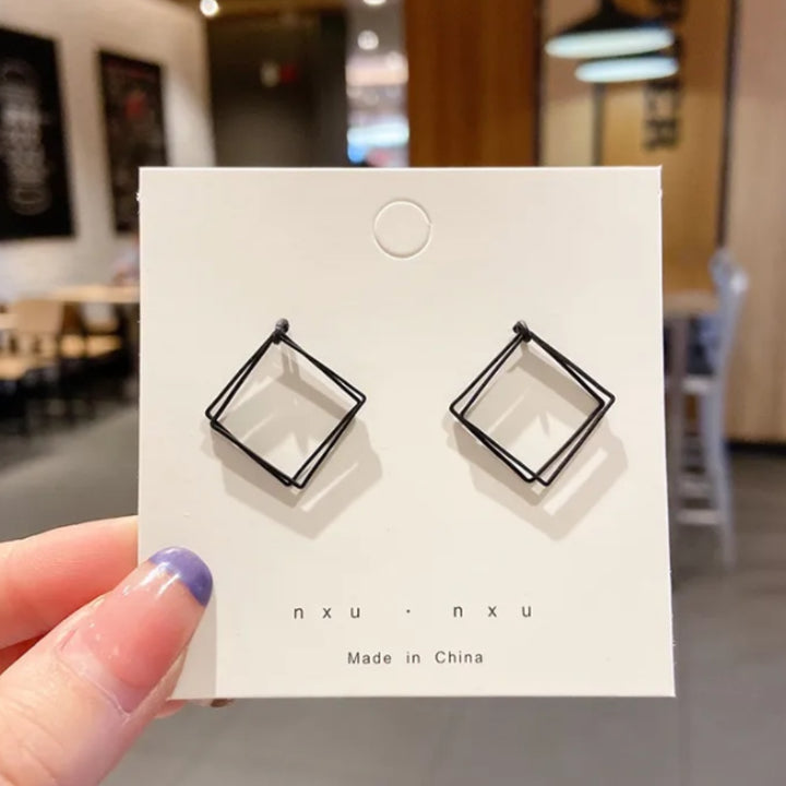 Black Dainty - Minimalist Geometric Earrings