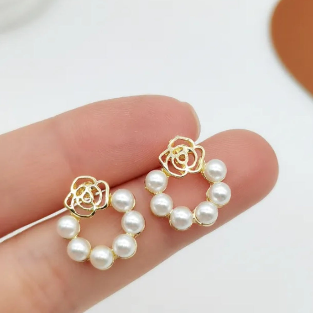 Rose Pearl - Korean Pearl Minimal Glittering Stud