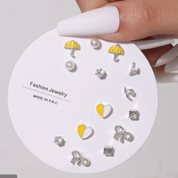 Yellow Heart Pack of 7 Suds - Affordable Earrings Combo