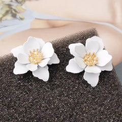 White Camellia - Flower Earrings for Girls and Women, Floral Style Earrings