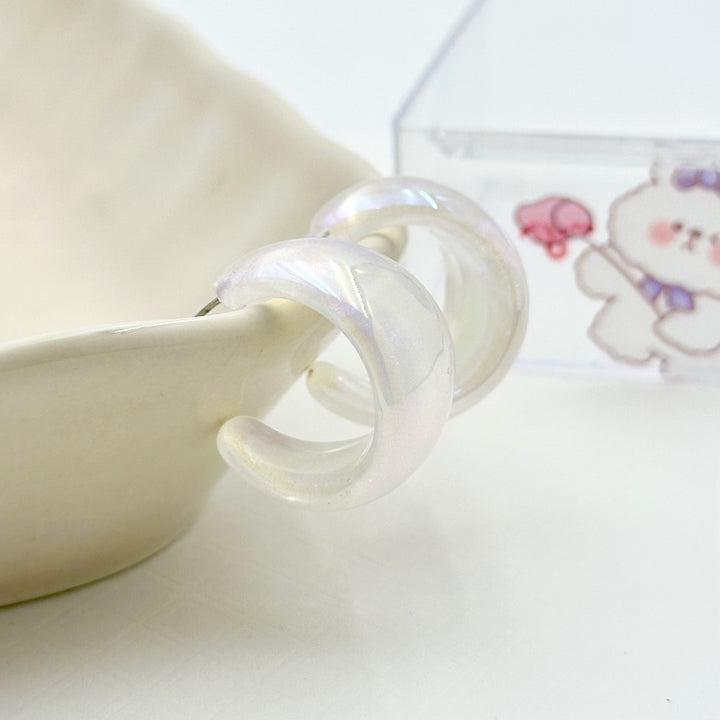 White Glossy Hoop Earrings – Sleek and Stylish Accessories1