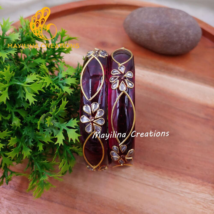 Wine Glass Kada Bangles - Malika (Set of 2 Bangles)