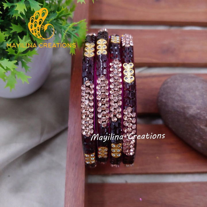 Wine Glass Kada Bangles - Moni (Set of 4 Bangles)
