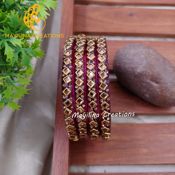 Wine Glass Kada Bangles - Sana (Set of 4 Bangles)