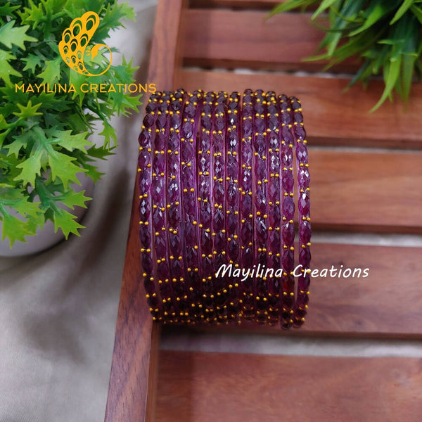 Wine Raindrop Glass Bangles (Set of 12 Bangles) 2