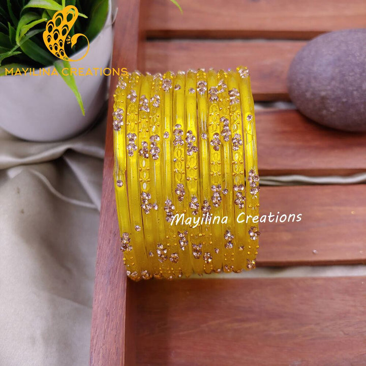 Yellow Gauri - Minimal Designer Glass Bangles